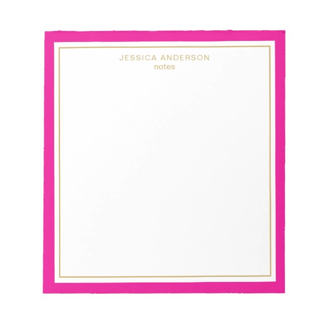 Elegant Magenta Gold Personalised Notepad (Front)