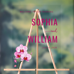 Elegant Magenta Orchid Wedding Sign