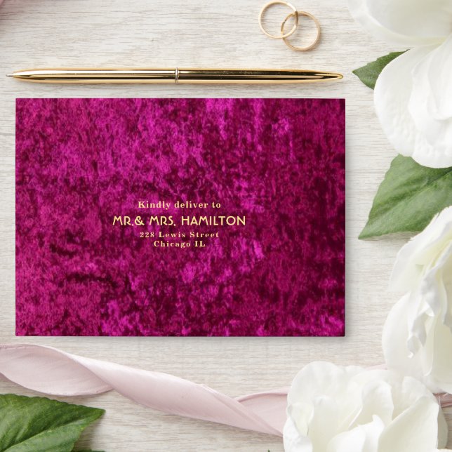 elegant magenta pink Calligraphy Minimal Wedding Envelope (Wedding)