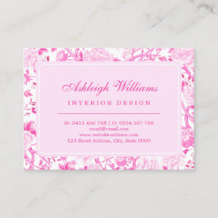 Elegant Magenta Pink Chinoiserie Floral Porcelain Business Card