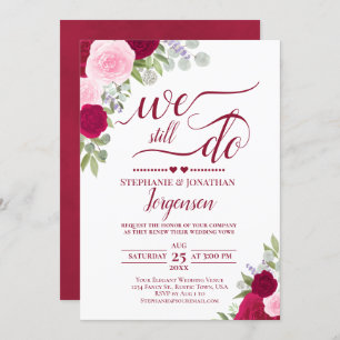 Elegant Magenta Pink Roses We Still Do Vow Renewal Invitation