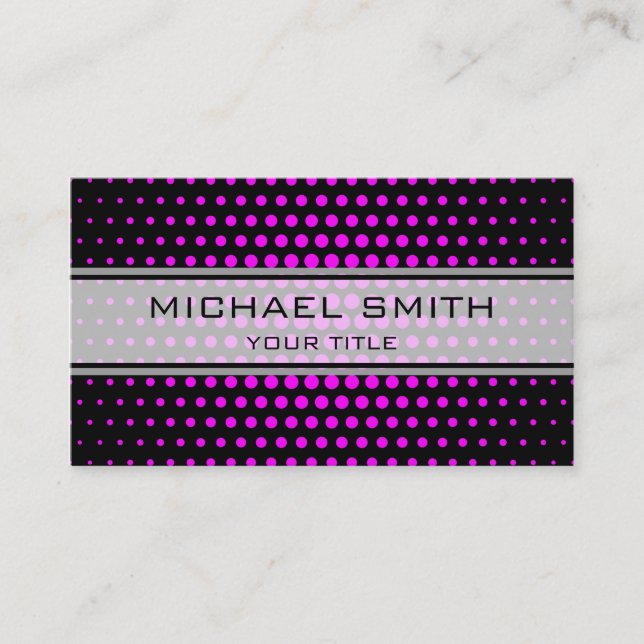 Elegant Magenta Polka Dot Pattern Business Card (Front)