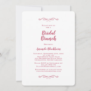 Elegant Magenta Red Calligraphy Bridal Brunch Invitation