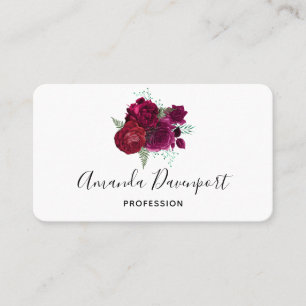 Elegant Magenta Rose Floral Bouquet Business Card