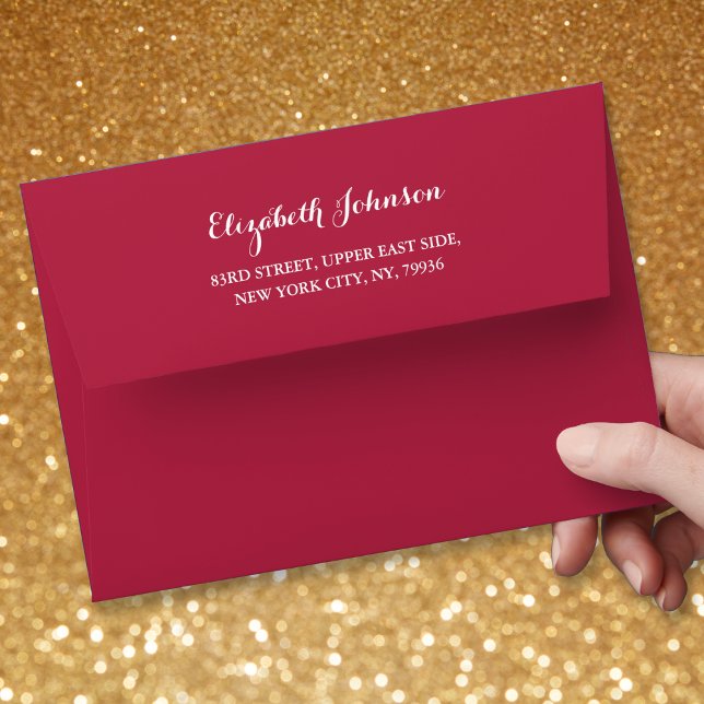 Elegant Magenta Wedding Invitation Pre Addressed Envelope (Elegant Magenta Wedding Invitation Pre Addressed Envelope)