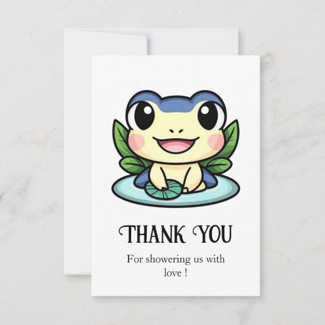 Elegant Magic Frog Baby Shower Thank You Card (Front)
