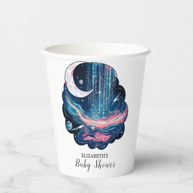 Elegant Magic Stars Baby Shower Paper Cups (Front)