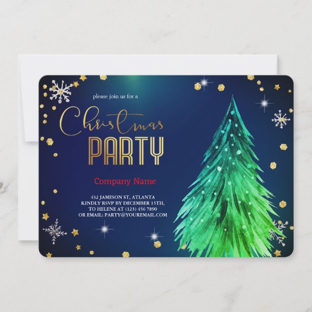 Elegant  Magical Christmas  Pines Festive Invitation (Front)