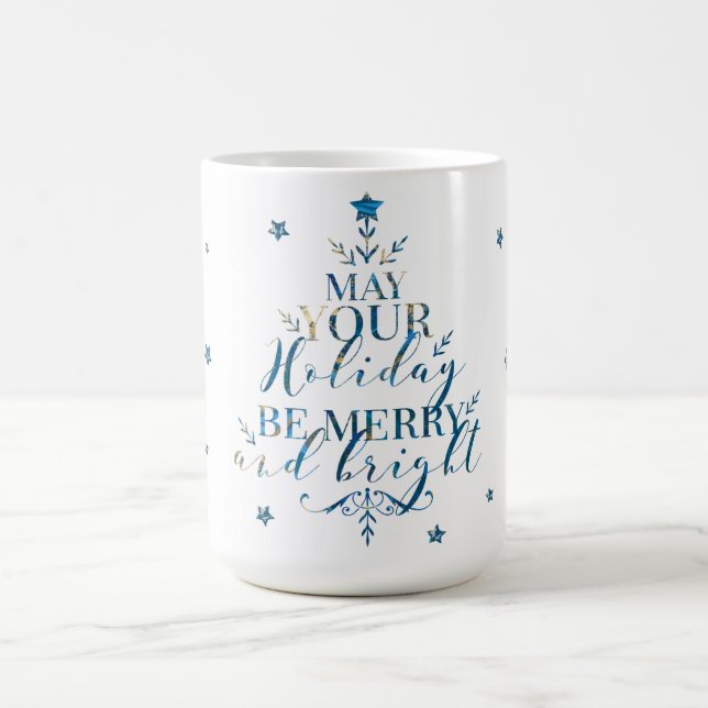 Elegant Magical Christmas Tree Typographic Coffee Mug (Center)