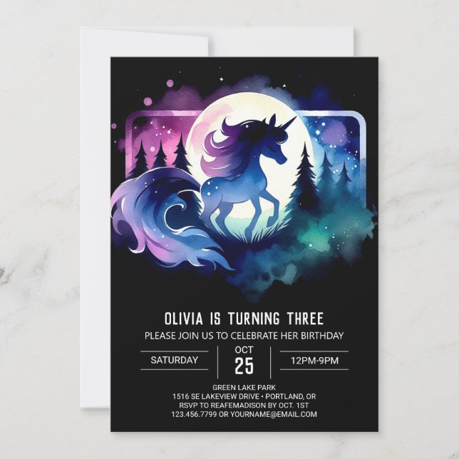 Elegant Magical Horse Birthday Invitation (Front)
