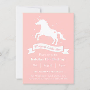 Elegant Magical Unicorn Girls Birthday Party Invitation