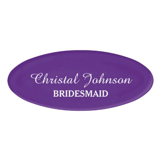 Elegant magnetic wedding bridesmaid name tags (Front)