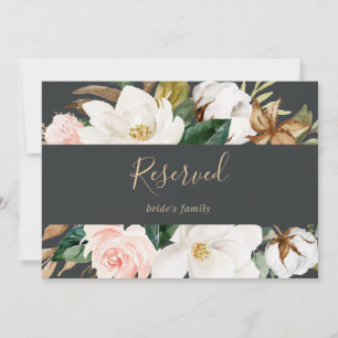 Elegant Magnolia   Black and White Reserved Sign