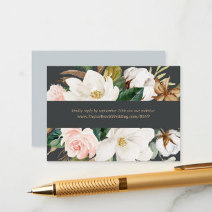 Elegant Magnolia   Black Wedding Website RSVP Enclosure Card