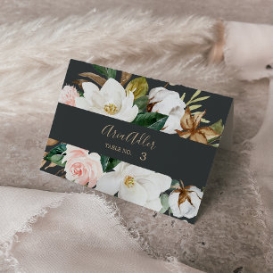 Elegant Magnolia Black & White Wedding Place Cards