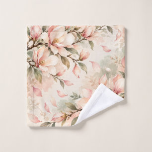 Elegant Magnolia Blossom Botanical Pattern Wash Cloth