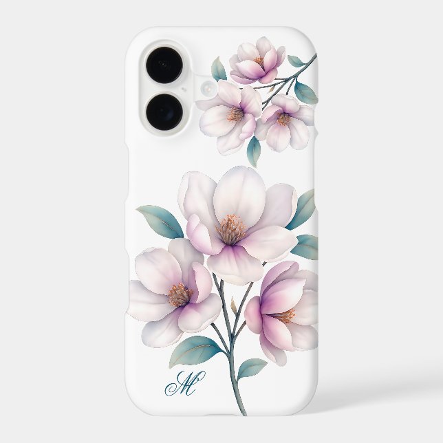Elegant Magnolia Blossom Case with Monogram (Back)