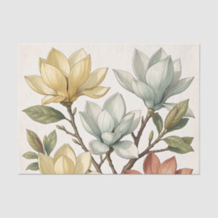 Elegant Magnolia Blossoms Cream Yellow Terracotta Tissue Paper