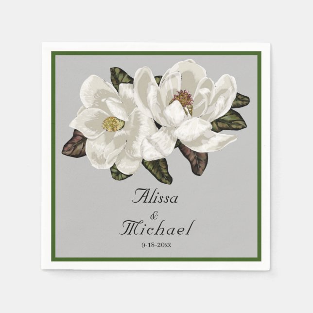 Elegant Magnolia blossoms Napkin (Front)