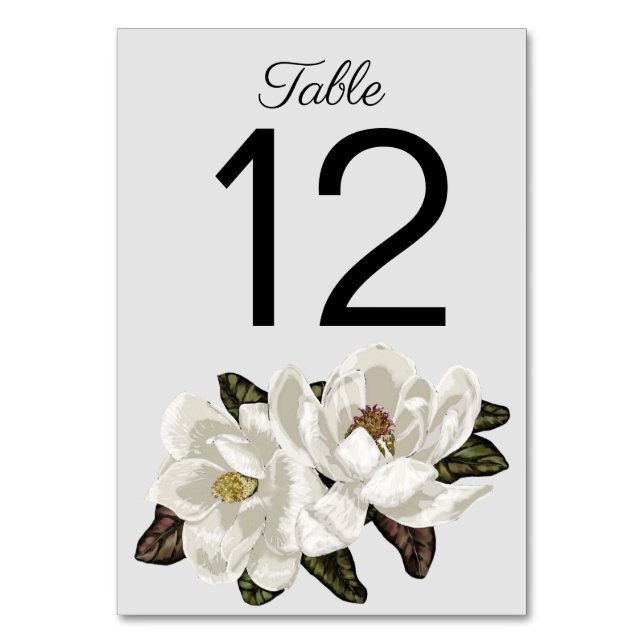 Elegant Magnolia blossoms Table Number (Front)