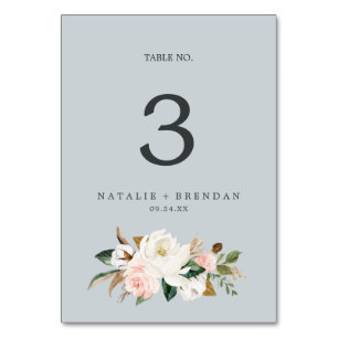 Elegant Magnolia Blue Grey Table Number