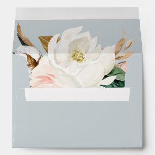 Elegant Magnolia Blue Grey Wedding Invitation Envelope