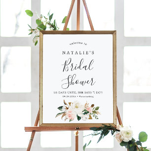 Elegant Magnolia Blush Bridal Shower Welcome Poster