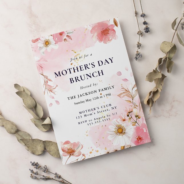 Elegant Magnolia Blush Floral Mother's Day Brunch  Invitation (Creator Uploaded)