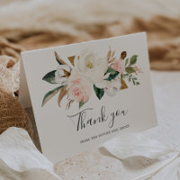 Elegant Magnolia | Blush Future Mrs Thank You Card