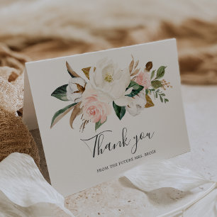 Elegant Magnolia   Blush Future Mrs Thank You Card