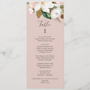 Elegant Magnolia   Blush Pink Table Number Menu