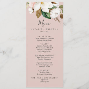 Elegant Magnolia   Blush Pink Wedding Dinner Menu