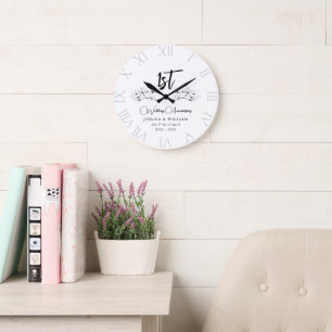 Elegant Magnolia Chic Wedding Anniversary Keepsake Large Clock