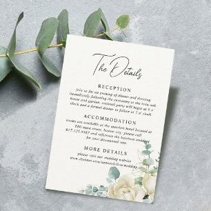 Elegant Magnolia Eucalyptus Wedding Details Enclosure Card