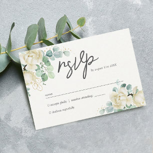 Elegant Magnolia Eucalyptus Wedding RSVP Card