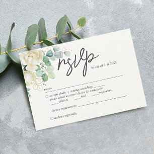 Elegant Magnolia Eucalyptus Wedding RSVP Card