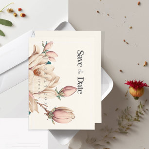 Elegant magnolia Flat Save The Date Card