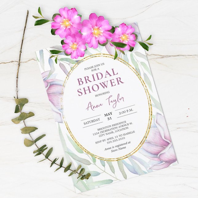 Elegant Magnolia Floral Bridal Shower Invitation (Creator Uploaded)