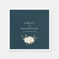 elegant magnolia floral navy blue wedding