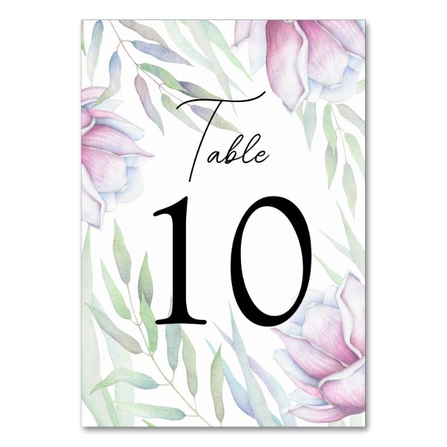 Elegant Magnolia Floral Table Number Card (Front)
