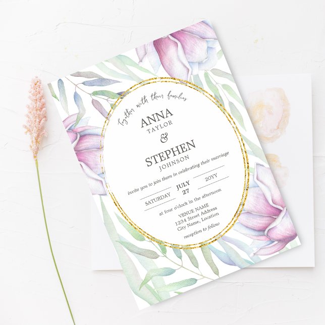 Elegant Magnolia Floral Wedding Invitation (Creator Uploaded)