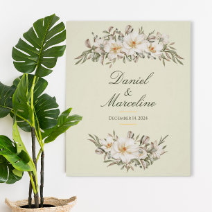 Elegant Magnolia Floral Wedding Poster