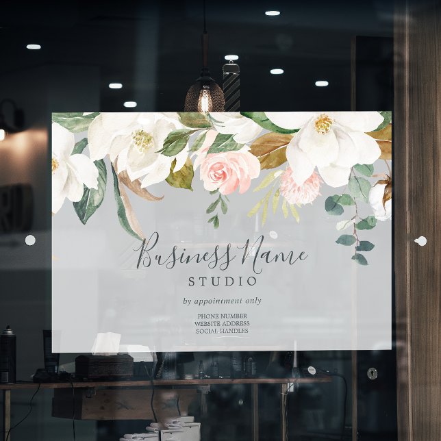 Elegant Magnolia | Grey Business (Elegant Magnolia | Gray Business Window Cling)