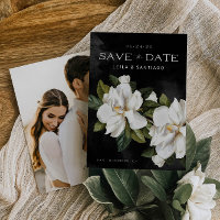 Elegant Magnolia Photo Save the Date