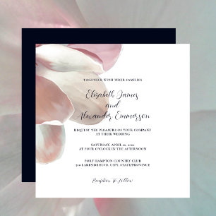 Elegant Magnolia Pink and White Wedding Invitation