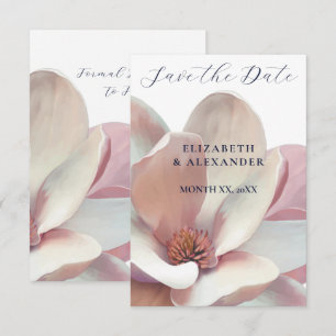 Elegant Magnolia Pink and White Wedding Save The Date