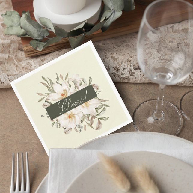 Elegant Magnolia Reception Napkins (Creator Uploaded)