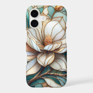 Elegant Magnolia Stained Glass Floral Mosaic Art