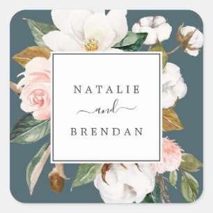 Elegant Magnolia   Teal Wedding Envelope Seals