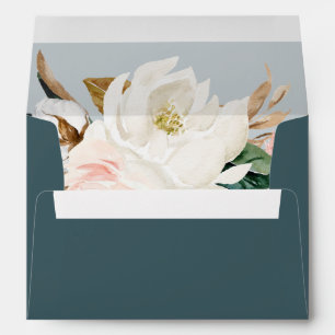 Elegant Magnolia Teal & White Wedding Invitation Envelope